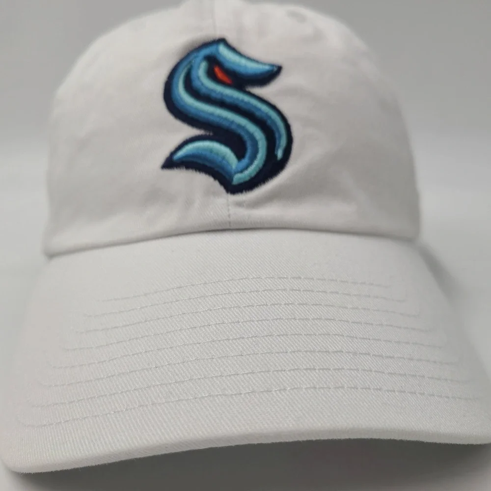 Seattle Kraken Hat Strapback 47 Brand Clean Up White Blue NHL‎ Hockey Logo Men